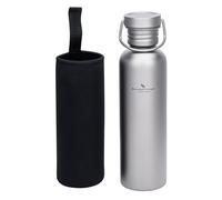 Boundless Voyage Titanium Water Bottle with Hanging Ring, Outdoor Camping Sports Hydration Container with Cup Sleeve, Can Be Heated Over An Open Flame (L-750ml-gray)