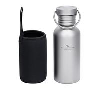 Boundless Voyage Titanium Water Bottle with Hanging Ring, Outdoor Camping Sports Hydration Container with Cup Sleeve, Can Be Heated Over An Open Flame (S-420ml-gray)