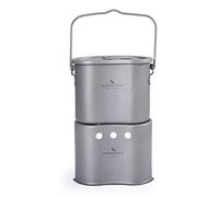 Boundless Voyage Titanium Wood Burning Stove Portable Caming Stove with Camping Pot 2 in 1 Ultralight Cooking Burner with Mesh Bag Ti1513B