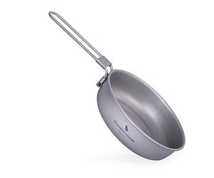 Boundless Voyage Ultra-Light Titanium Frying Pan with Folding Handle Outdoor Camping Skillet Griddle Tableware Titanium Pan Ti2061C-5 inch