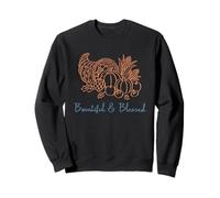 Bountiful & Blessed Thanksgiving Cornucopia Harvest Graphic Sweatshirt