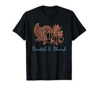 Bountiful & Blessed Thanksgiving Cornucopia Harvest Graphic T-Shirt