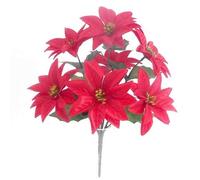 Bountiful Harvest 30cm Artificial Poinsettia Flowers for Christmas Decorations - Fade-Resistant, Long-Lasting, and Reusable - (1, Red)
