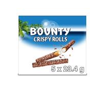 Bounty Crispy Rolls, Milk Chocolate, Coconut, Biscuit Snack Bar, Multipack 5 x 23.4g