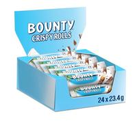 Bounty Crispy Rolls, Milk Chocolate, Coconut, Biscuit Snack bar, Single Pack 23.4 g (1 x 24 Bars)