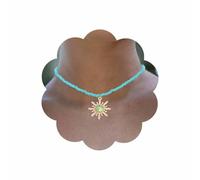Bounzhi Beaded Choker Necklace Boho Pendent Necklaces Handmade Sun Necklace Beach for Women, Bead, No Gemstone