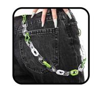 Bounzhi Cute Pants Jean Chain Layered Keychain Punk Colorful Pendants Heart Pocket Trousers Chain Hiphop Rock Wallet Chains Body Jewelry for Men and Women, One Size, Acrylic, No Gemstone