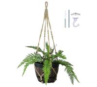 Bouqlife 43 Inches Macrame Plant Hanger Large for 14 inch Pot Extra Long No Tassel Rope Hanging Plant Holder with Ceiling Hook Bohemian Home Décor Brown 1Pack