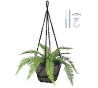 Bouqlife Large Macrame Plant Hanger Black 43 Inch Long for up to 12 Inch Pot No Tassel Cotton Rope Hanging Basket Plant Holder with Heavy Duty Ceiling Hooks