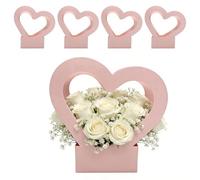 Bouquet Bags | 5-Piece Foldable Flower Bag with Handle | Heart-Shaped Flower Holder for Girls Wife Girlfriend Mom Birthday Mothers Day Wedding Party Gift Floral Wrap