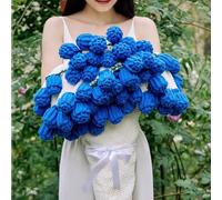 Bouquet Blanket Crochet, Diy Handmade Bouquet Blanket, Romantic Rose Flower Knitted Sofa Blankets, Blanket That Rolls Into A Flower Bouquet, Round Crochet Flowers Throw Blankets,Dark Blue,110CM/43IN