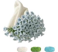 Bouquet Blanket, Rose Blanket, Crochet Flower Bouquet Blanket, Crochet Flower Bouquet Blanket Kit, DIY Handmade Rose Blanket Material Set, 40x40cm Light Blue Design, Creative Gift for Home Decor