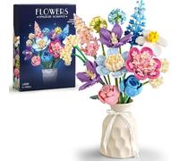 Bouquet Building Set,880 PCS Botanical Collection Building Block Toy,Compatible with Lego Flowers Rose Peony Home Plant Decor,Birthday Gift for Adults Women Boys Girls 8 9 10 11 12+(NO VASE)