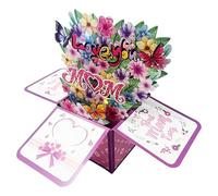 Bouquet Card, Bouquet Cards - Greet Mother's Day 3D Cards, Thank You Paper, Blank Note Card & Envelope, Lights & Music for Mom Wife Sister