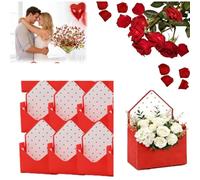 Bouquet Envelope Box, Envelope Gift Box, Valentines Envelope Boxes Valentines Day Flower Bouquet Package Gift Folding Paper Boxes, Waterproof Envelop Paper Boxes, For Wedding, Valentine (Red-6pcs)