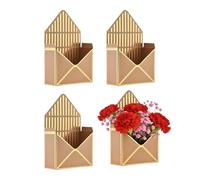 Bouquet Envelope Boxes - 11.61 Inches Envelope Flower Box | Simple Gold Foil Stamping, Florist Folding Wrapping Basket Fast Easy Pure Neat For Mother And Wedding In The Birthday By Unit