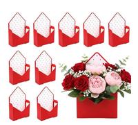 Bouquet Envelopes Box - White/Pink, 10 Pack Packaging Supplies, Folding Flower Bags Box Waterproof Paper, 12x4x4 Inch, Pre-Cut Adhesive Tabs | Florist,