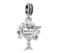 Bouquet Family Tree Charm Compatible with Pandora Bracelets Green Cubic Zirconia Love Heart Birthday Tree of Life Women Jewellery