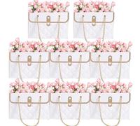Bouquet Gift Bags - 15 * 10.5 * 10cm Flower Boxes for Arrangements, 8 Pcs Paper Flower Bags, Rectangular Bag | Water-Resistant Floral Gift Wrap Bag Bouquet Bagss Box with Handle for Valentine's Day,