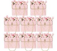 Bouquet Gift Bags - 8pcs Paper Flower Box Bags with Handle | Rectangular Floral Gift for Flower Arrangements | Valentine’s Day Mother’s Day Party Favor | Box for