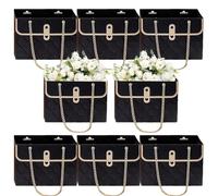 Bouquet Gift Bags - Romantic Pink Carrier, Rectangular Floral Holder, Elegant Paper Tote | Water-Resistant Coated Finish Texture, Stylish Foldable Display Container Valentine’s Dinner Table Centerpiec