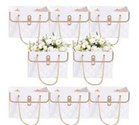 Bouquet Gift Boxes - 30cm Flower Arrangement Bag, Paper Floral Basket, Waterproof Bouquets Holder | Rectangular Tote Bags Box With Long Handles For Flowerr Arrangements Packaging