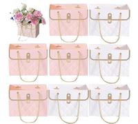 Bouquet Gift Boxes - 30cm Flower Arrangement Bag, Paper Floral Basket, Waterproof Bouquets Holder | Rectangular Tote Bags Box With Long Handles For Flowerr Arrangements Packaging
