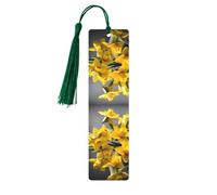Bouquet of Daffodils 5 Pc Artistic Bookmark Set for Women, Tassel Wooden Bookmarks Study Supplies