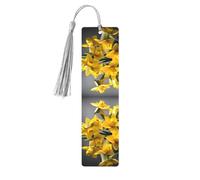 Bouquet of Daffodils 5 Pc Artistic Bookmark Set for Women, Tassel Wooden Bookmarks Study Supplies