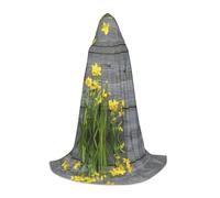 Bouquet Of Daffodils Hooded Cape For Teenagers, Unisex Cloak Robe Hooded Halloween Costume Satin Witches Vampire Cloak Fancy Dress Up Children