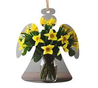 Bouquet of Daffodils Print Christmas Crafts,Wooden Christmas Ornaments for Crafts Holiday Hanging Decoration,4 Styles