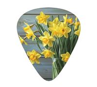 Bouquet of Daffodils Print Guitar Picks 12-Pack - Assorted Thickness Picks (0.46 mm, 0.71 mm, 0.96 mm) with Storage Box & Assorted Unique Design for Acoustic, Electric, Bass, and Ukulele Players