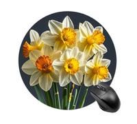 Bouquet of Daffodils Round Mouse Pad 7.8 Inch, Portable Gaming Mouse Mat with Non-Slip Rubber Base & Smooth Surface, Waterproof Mousepad for PC, Laptop, Computer, Office, Home