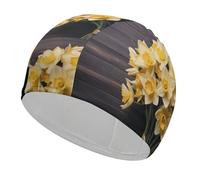 Bouquet of Daffodils Swim Cap for Adult, Elastic Fabric Swimming Cap, Comfortable Bathing Cap for Long & Short Hair
