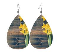 Bouquet Of Daffodils Women'S Drop-Shaped Leather Earrings Are Suitable For Parties, Holiday Parties And Gifts.