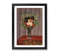 Bouquet Of Flowers Vol.1 By Henri Rousseau Classic Painting Framed Print | A4 Black Framed Wall Art | Ready to Hang | Classic Floral Picture | Living Room Bedroom Lounge Office