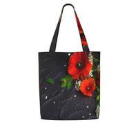 Bouquet Of Red Poppies,Reusable Grocery Bags Shopping Tote Bags Large Capacity Canvas Shoulder bag