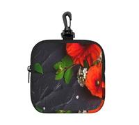 Bouquet of Red Poppies, Square Zipper Storage Bag, Neoprene Coin Purse, Small Wallets, Change Pouch, Change Purse