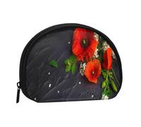 Bouquet of Red PoppiesSmall Makeup Sanitary Napkin Storage Bag,Women's Cosmetic Coin Purse
