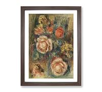 Bouquet Of Roses By Pierre Auguste Renoir Classic Painting Framed Print | A3 Walnut Framed Wall Art | Ready to Hang | Classic Floral Picture | Living Room Bedroom Lounge Office