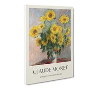 Bouquet Of Sunflowers By Claude Monet Canvas Print | Gallery Wrapped 30mm Frame Wall Art | 20x14 inches | Ready to Hang | Impressionist Floral Picture | Living Room Bedroom Lounge Office