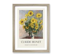 Bouquet Of Sunflowers By Claude Monet Exhibition Museum Painting Framed Wall Art Print, Ready to Hang Picture for Living Room Bedroom Home Office Décor, Oak A2 (64 x 46 cm)