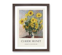 Bouquet Of Sunflowers By Claude Monet Exhibition Museum Painting Framed Wall Art Print, Ready to Hang Picture for Living Room Bedroom Home Office Décor, Walnut A4 (34 x 25 cm)