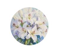 Bouquet Of White Lilies Flowers Round Magnetic Fridge Magnets For Kitchen Durable With Enduring Magnetism