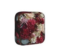 Bouquet On The Table American Flag Compact Sanitary Napkin Storage Bag for Women - Portable and Stylish with Zipper for Daily Carry
