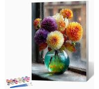 Bouquet Paint by Numbers for Adults Vase Paint by Numbers Kits, Hobbies for Adults Women, DIY Acrylic Pigment Color Oil Drawing Kits Wall Art for Living Room Decor 24x32in (Without Frame) -LKF0734C6