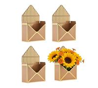 Bouquet Presentation Box, Easy Assembly Structure, 20 X 6.7 X 29.5 Cm, Flower Stripe Empty Paper Box For Valentine's Day, Floral Envelope Boxes, Foldable Design, For