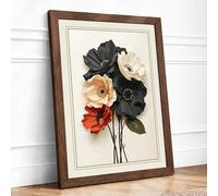 Bouquet Study Botanical Framed Wall Art Print A2 (59.4×42cm) Walnut, Wall Decor for Living Room, Bedroom, Office & Home, Ready to Hang, Art Gift