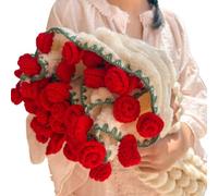 Bouquet Throw Blanket Handmade Romantic Sweet Crochet Red Rose