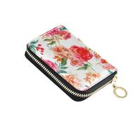 Bouquets Peonies Flowers Peach Wallet Women Zip Around RFID Blocking Card Holder Cute Floral Mens Wallet with Coin Pocket